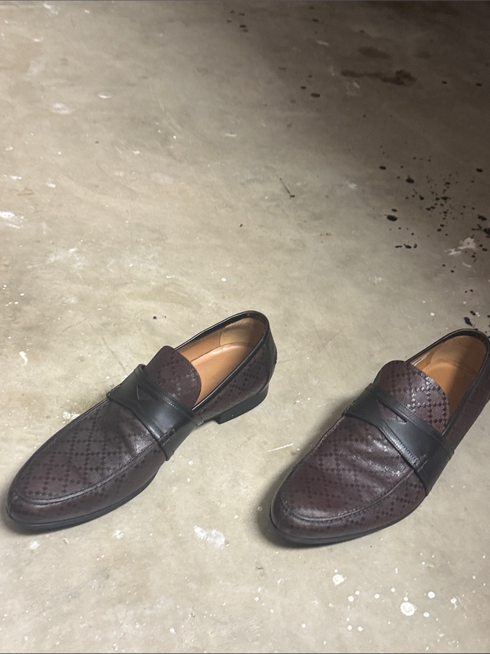Gucci Brown Perforated Leather Slip-On Loafers with Black Strap